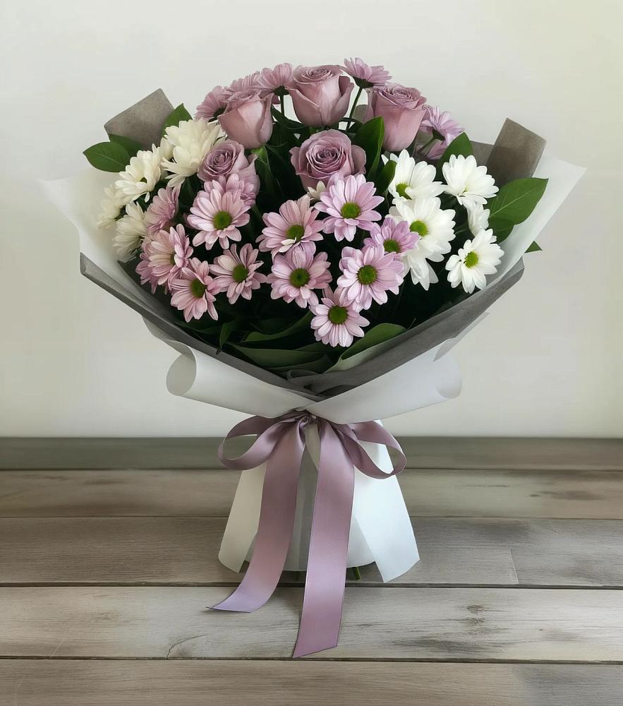 Букет цветов из: Хризантемы и Розы в Митрофановке