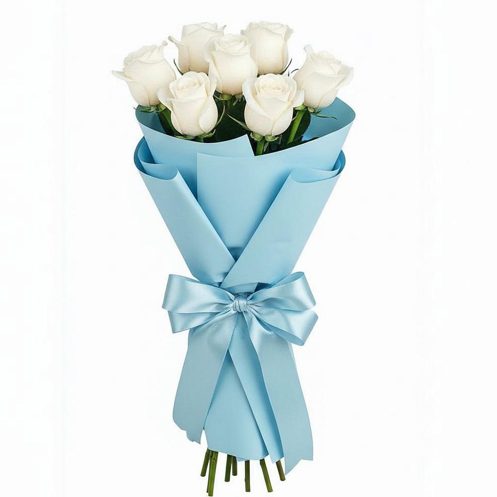 Букет 7 белых роз Проуд в Митрофановке