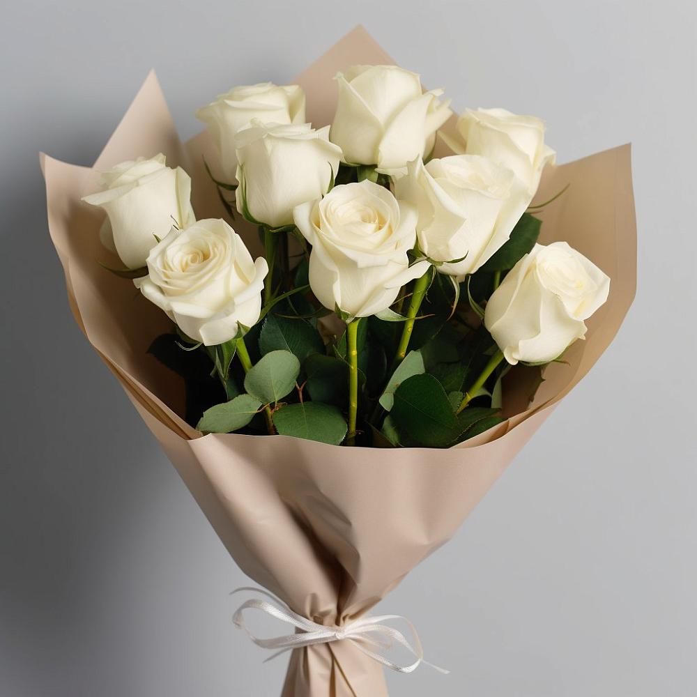 Букет 9 Белых роз Эдлесс Лав в Митрофановке