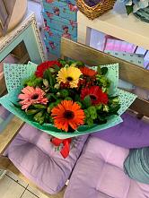 Букет цветов из:  Герберы, Хризантемы и Альстромерии #REPLACE_PRED# Митрофановке