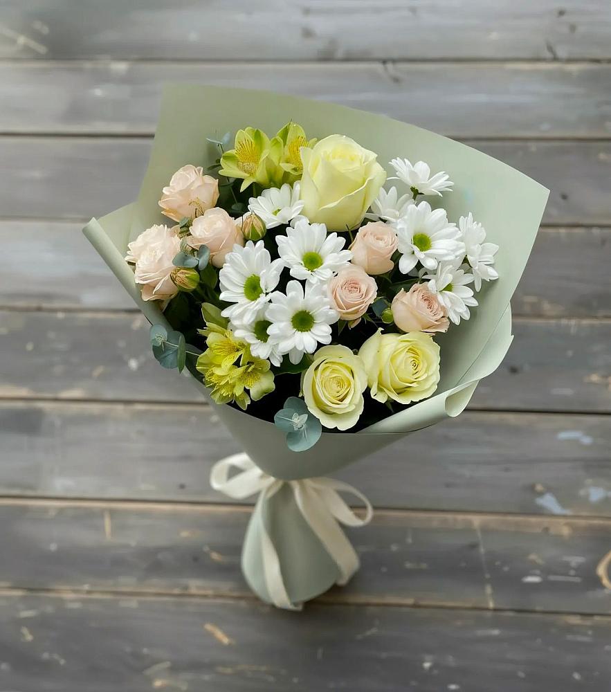 Букет цветов из: Альстромерии, Розы и Хризантемы в Митрофановке
