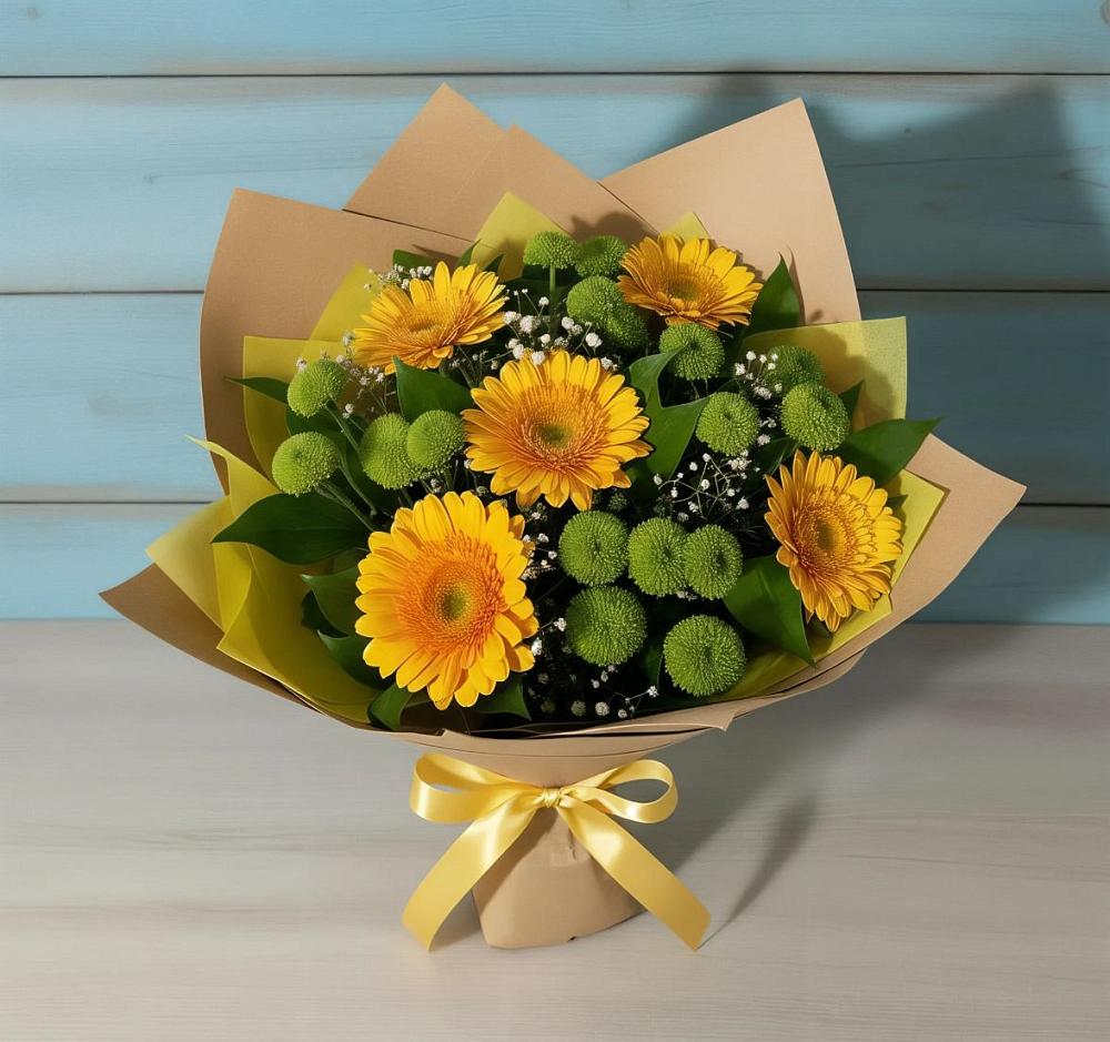 Букет цветов из: Герберы и Хризантемы в Митрофановке