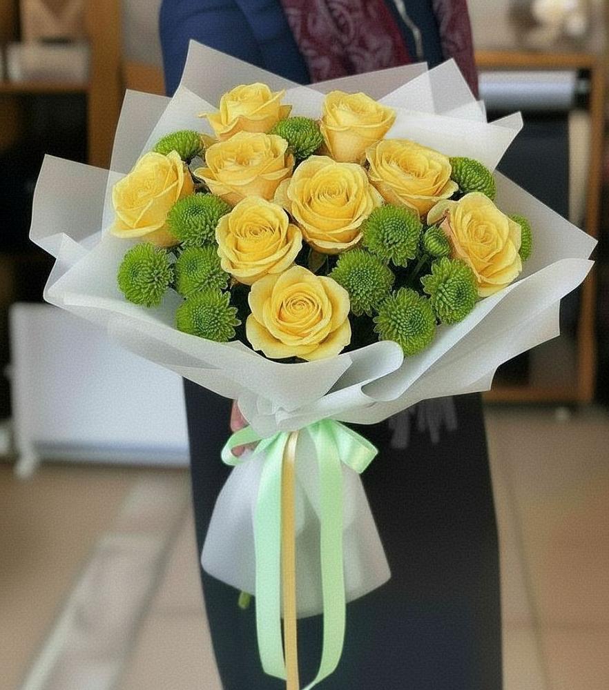 Букет цветов из: Хризантемы и Розы в Митрофановке
