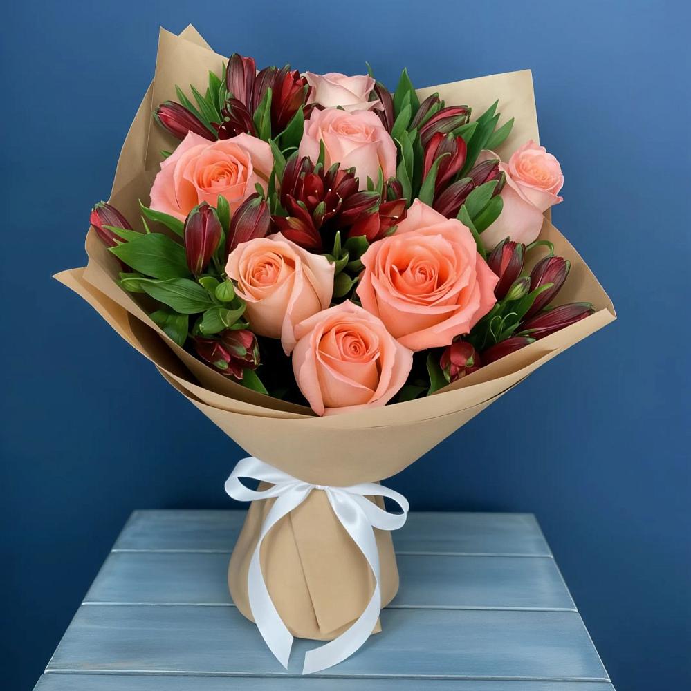 Букет цветов из: Розы и Альстромерии в Митрофановке