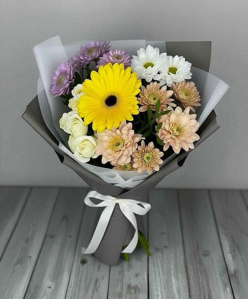 Букет цветов из: Розы, Герберы и Хризантемы в Митрофановке