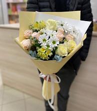 Букет цветов из:  Альстромерии, Розы и Хризантемы в Митрофановке