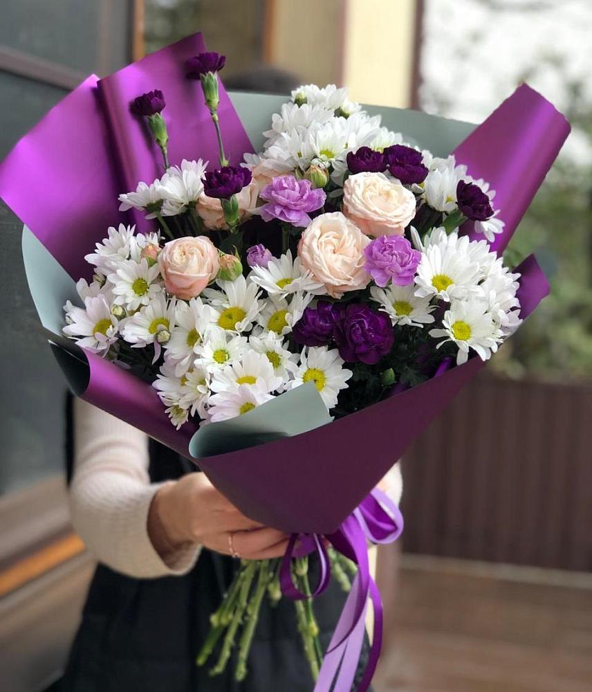 Букет цветов из: Хризантемы, Гвоздики и Розы в Митрофановке