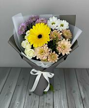 Букет цветов из:  Розы, Герберы и Хризантемы в Митрофановке