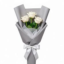 Букет 3 белые розы в Митрофановке