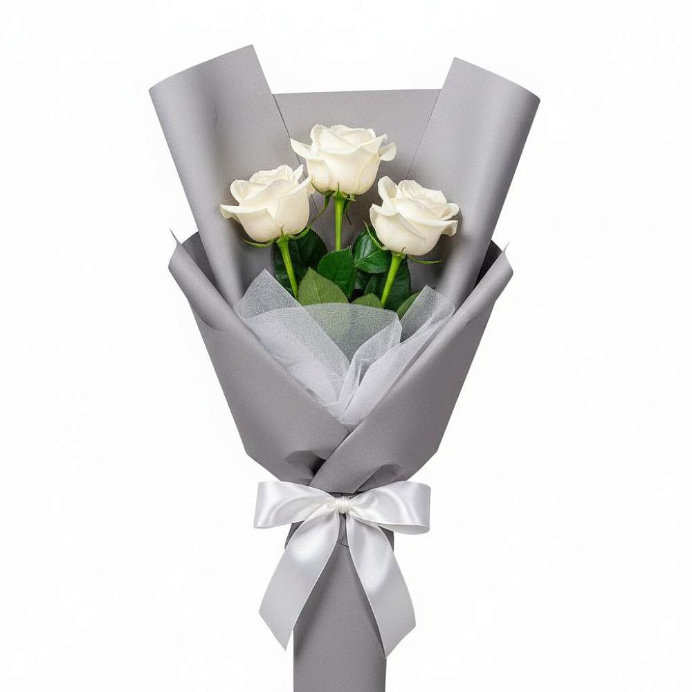 Букет 3 белые розы в Митрофановке