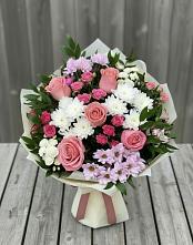Букет цветов из:  Альстромерии, Гвоздики, Розы и Хризантемы #REPLACE_PRED# Митрофановке
