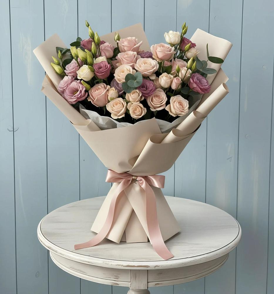 Букет цветов из: Розы и Лизиантусы в Митрофановке