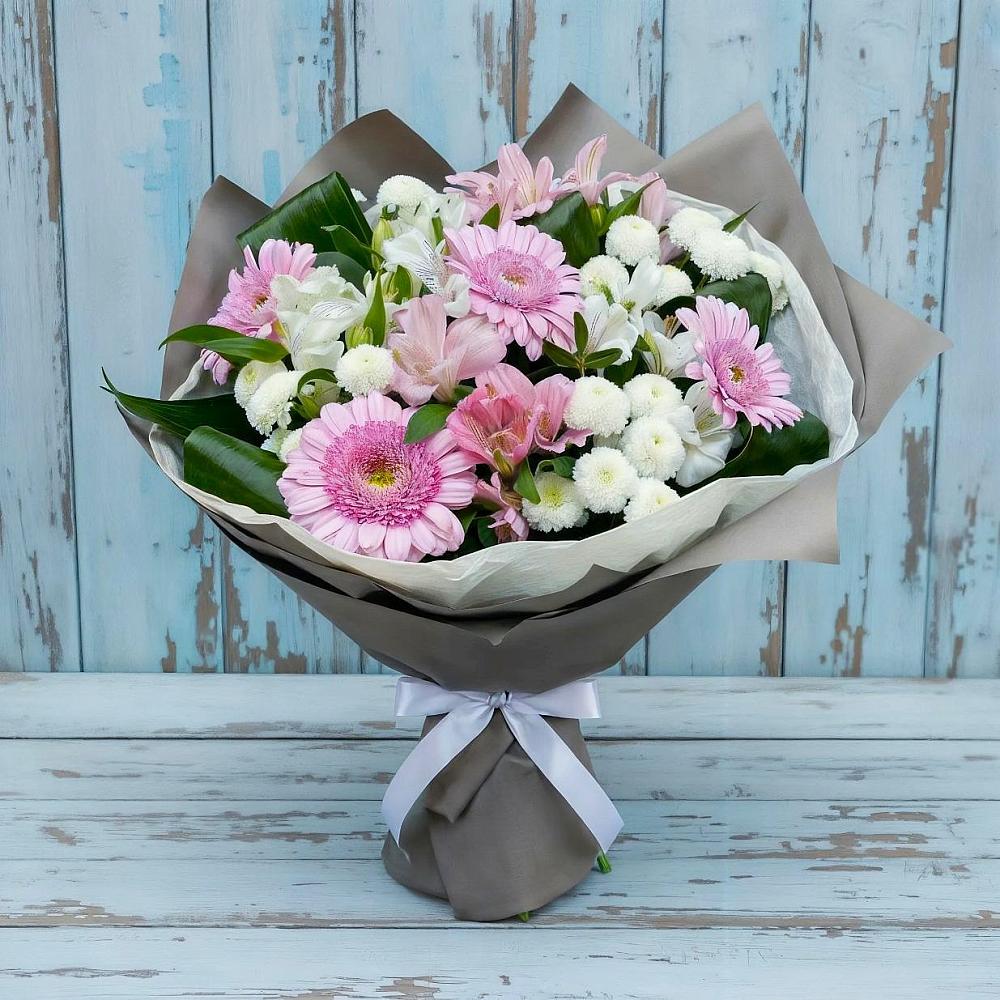Букет цветов из: Герберы, Альстромерии и Хризантемы в Митрофановке
