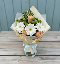 Букет цветов из:  Герберы, Розы и Хризантемы #REPLACE_PRED# Митрофановке