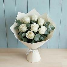 Букет Белые розы в Эвкалипте в Митрофановке